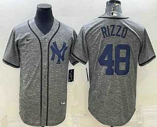 Men%27s New York Yankees #48 Anthony Rizzo Grey Gridiron Cool Base Stitched Jersey
